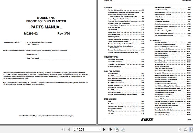 Kinze Front Fold Planter 4700 Parts Manual M0295 02 03.2020 (1)