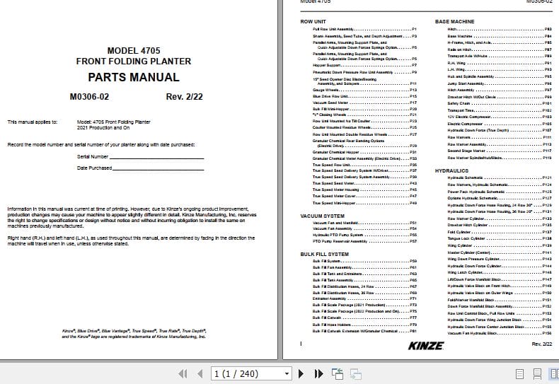Kinze Front Fold Planter 4705 Parts Manual M0306 02 02.2022 (1)