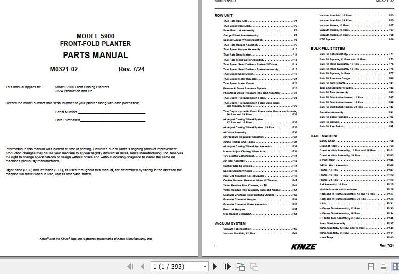 Kinze Front Fold Planter 5900 Parts Manual M0321 02 07.2024 (1)