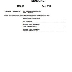 Kinze KPM III Electronic Seed Monitor Operator Manual M0248 05.2017 (1)