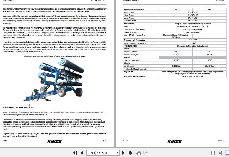Kinze Mach Till 201 261 Operators Manual M0284 01 09.2023 (2)