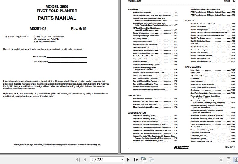 Kinze Pivot Fold Planter 3500 Parts Manual M0281 02 06.2019 (1)
