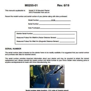Kinze Rigid Mounted Planter 3110 Operators Manual M0255 01 06.2019 (1)