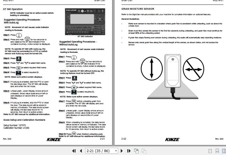 Kinze Single Auger Grain Cart 851 1051 Operators Manual M0276 01 04.2024 (2)