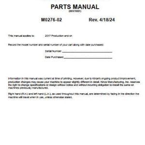 Kinze Single Auger Grain Cart 851 1051 Parts Manual M0276 02 04.2024 (1)