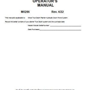 Kinze True Depth Package Operators Manual M0286 04.2022 (1)