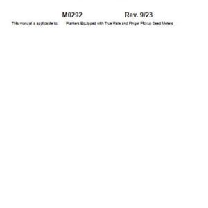 Kinze True Rate And Finger Pickup Performance Rate Charts Supplement Manual M0292 09.2023 (1)