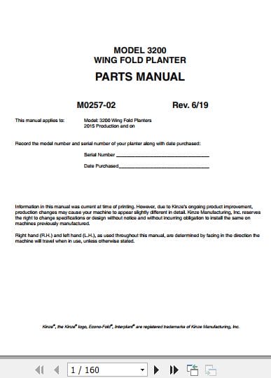Kinze Wing Fold Planter 3200 Parts Manual M0257 02 06.2019 (1)