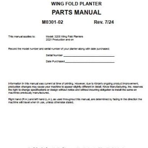 Kinze Wing Fold Planter 3205 Parts Manual M0301 02 07.2024 (1)