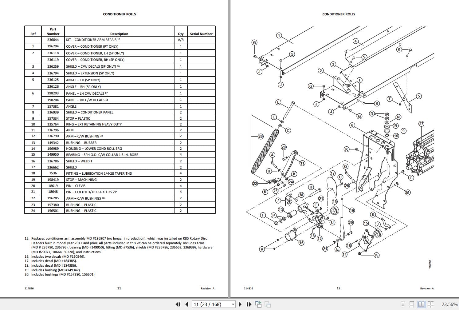 Macdon 16 Foot Rotary Disc R85 Parts Catalog 214816 Revision A (2)