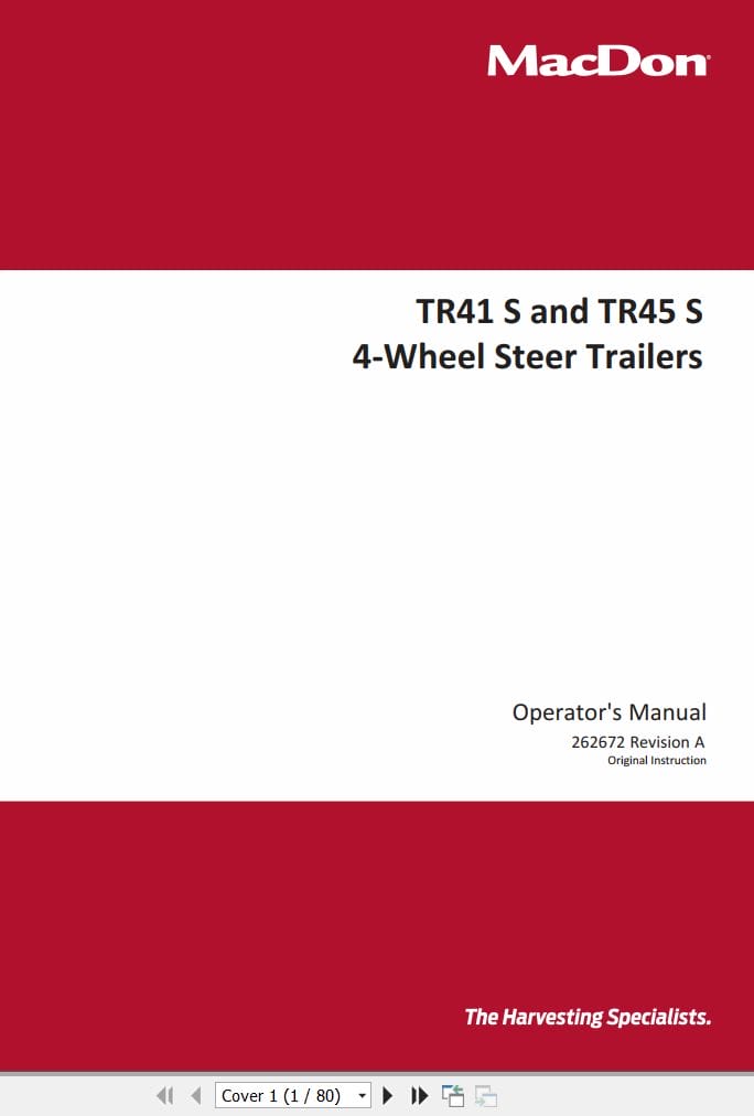 Macdon 4 Wheel Steer Trailers TR41S TR45S Operators Manual 262672 Revision A (1)