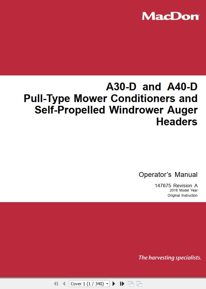Macdon Auger Header A30 D A40 D Operators Manual (1)
