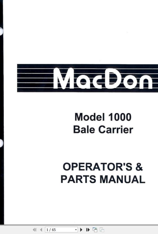 Macdon Bale Carrier 1000 Operators Parts Manual 46375 (1)