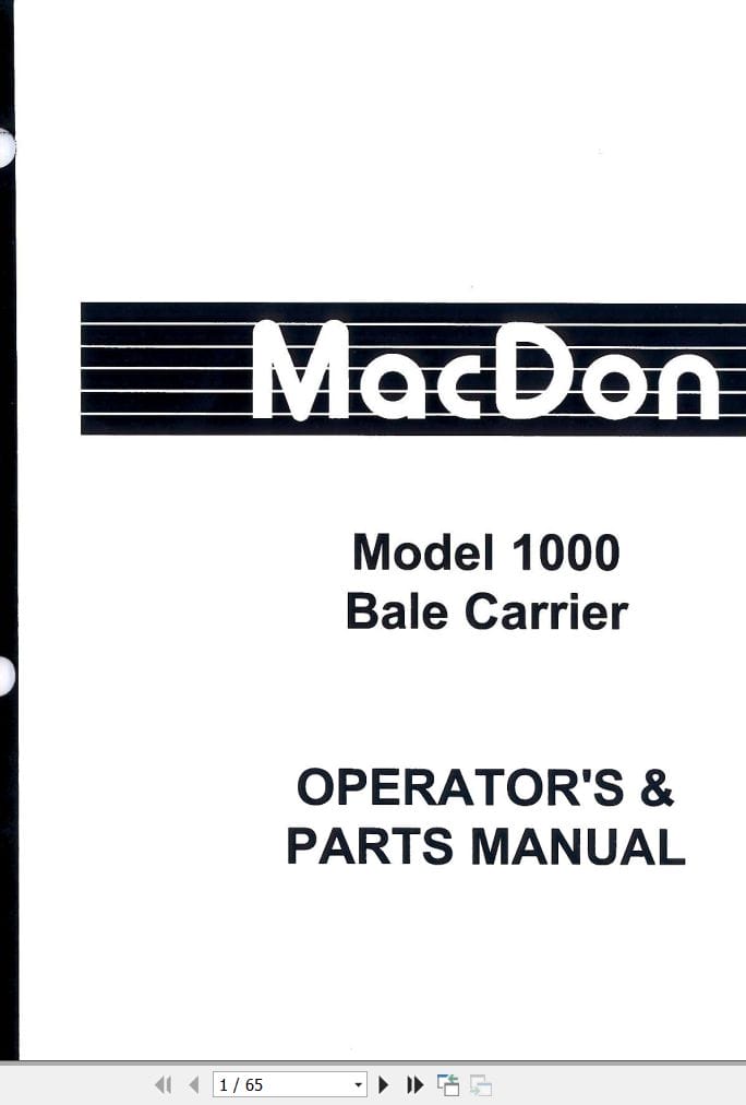 Macdon Bale Carrier 1000 Operators Parts Manual 46375 (1)