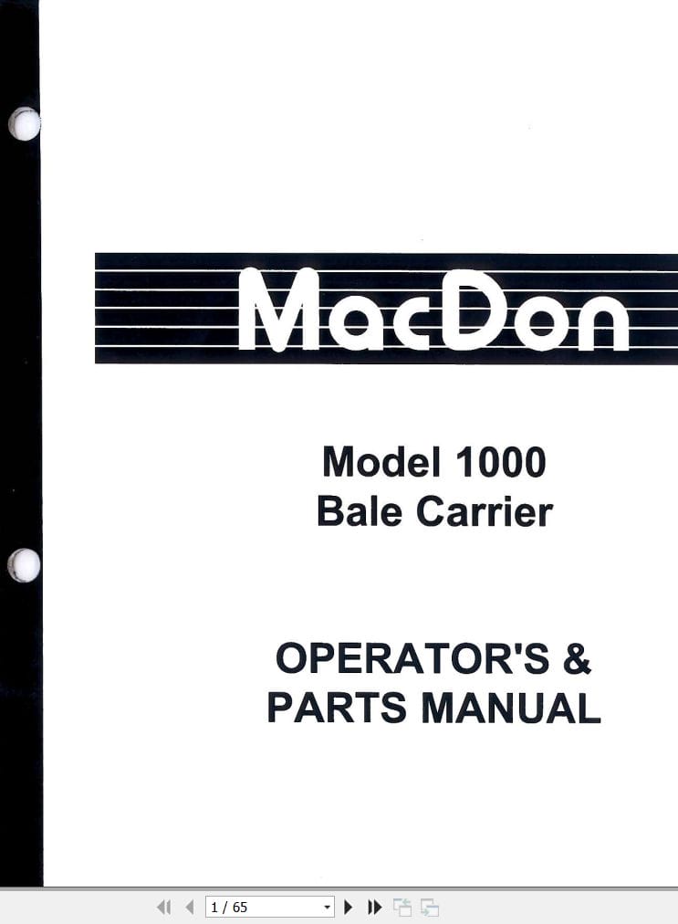 Macdon Bale Carrier 1000 Operators and Parts Manual 46375 (1)