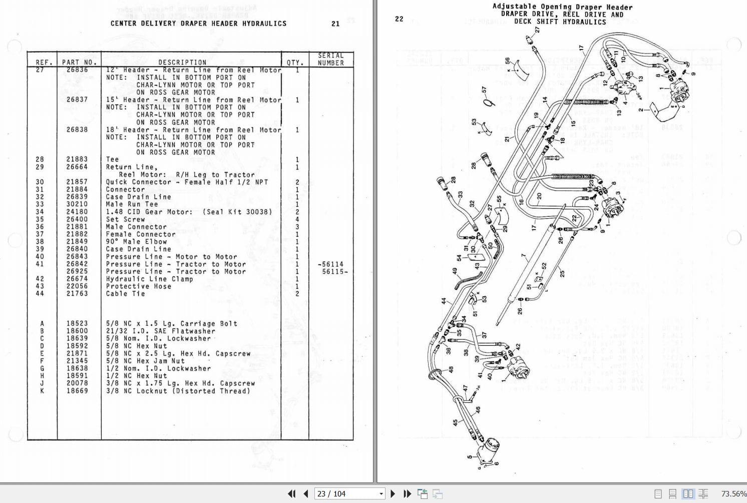 Macdon Center Delivery And Double Swath Draper Headers For 7000 Parts Catalog 12804 (2)