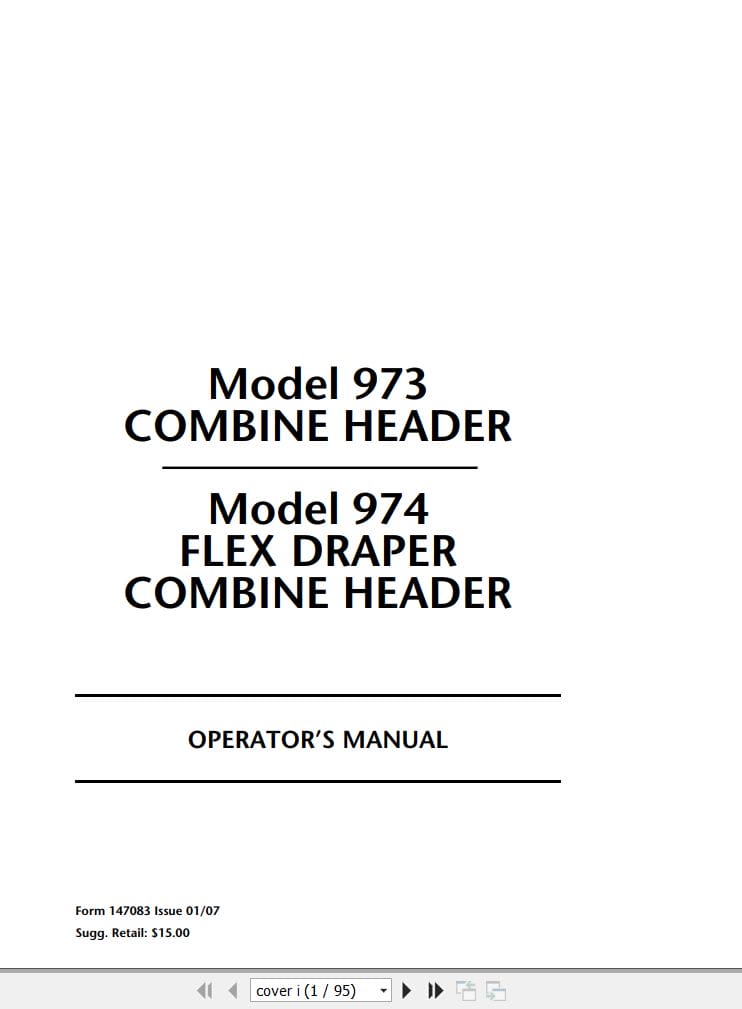 Macdon Combine Header 973 974 Operators Manual 147083 (1)