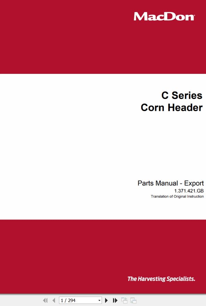 Macdon Corn Header C Series Parts Catalog 1371421GB (1)