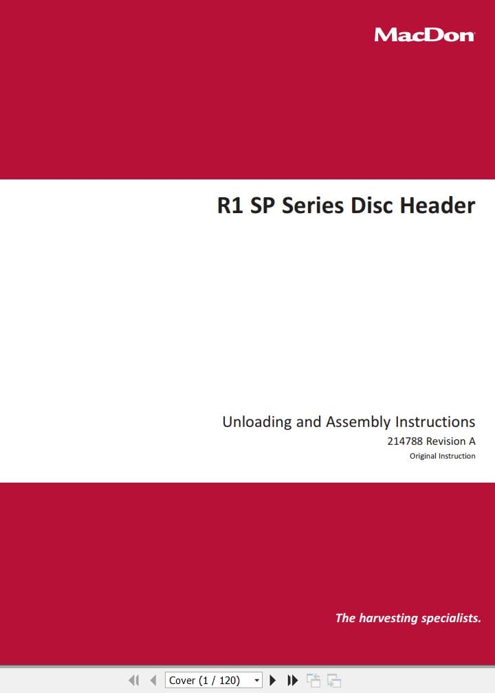 Macdon Disc Header R1 SP Series Unloading & Assembly Instructions 214788 Revision A (1)