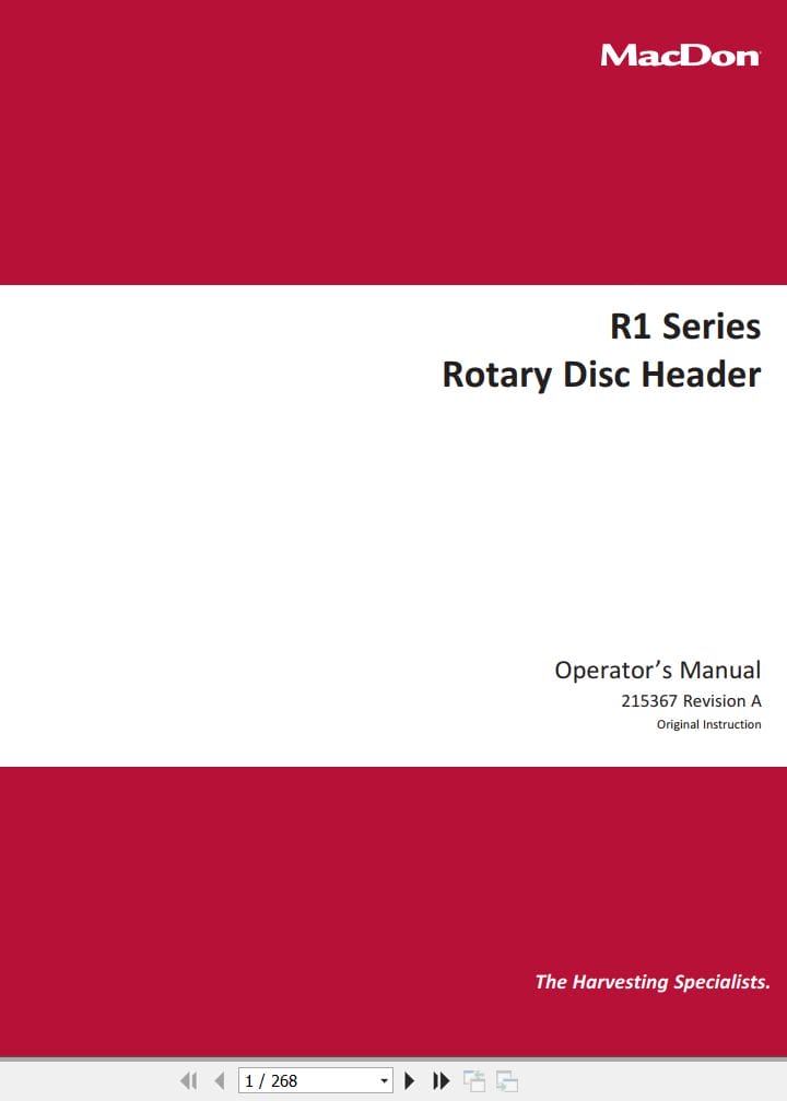 Macdon Disc Header R1 Series Operators Manual (1)