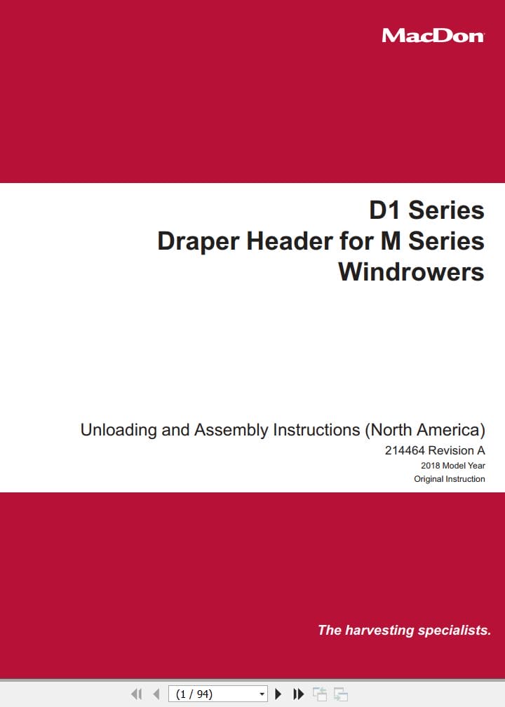 Macdon Draper Header D1 Series Unloading & Assembly Instructions (1)