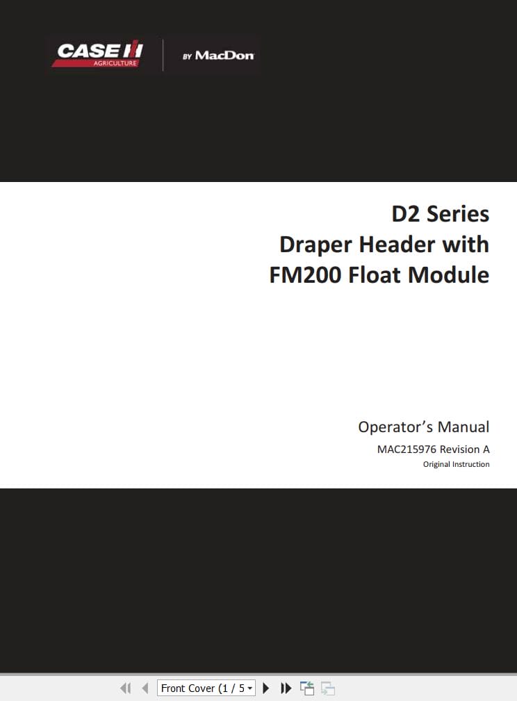 Macdon Draper Header D2 Series FM200 Operators Manual (1)