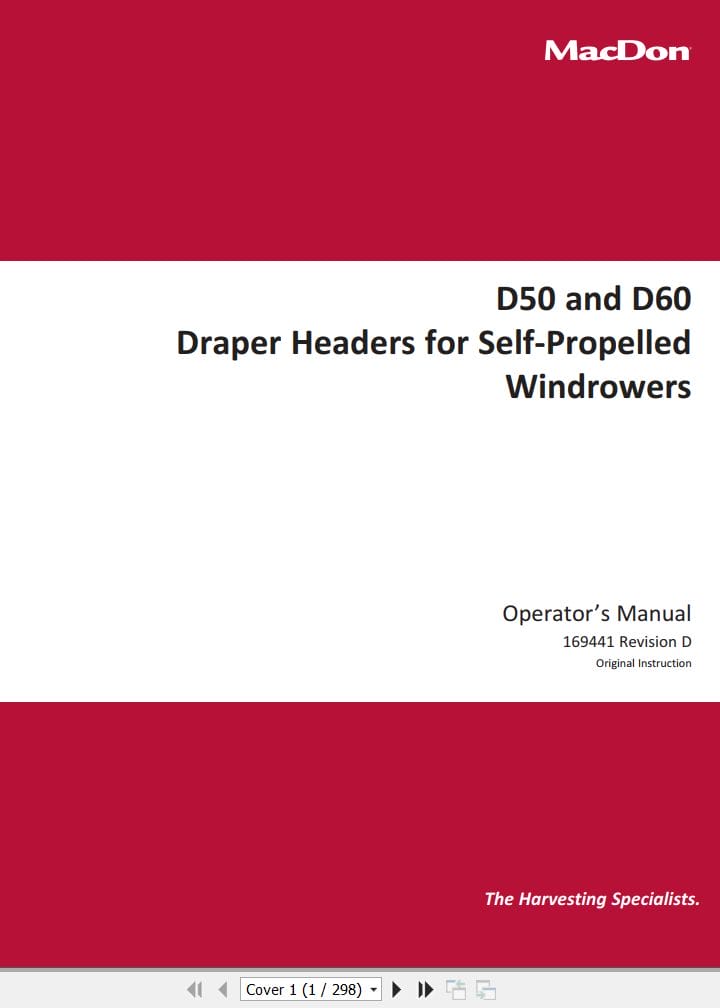 Macdon Draper Headers D50 D60 Operators Manual 169441 Revision D (1)