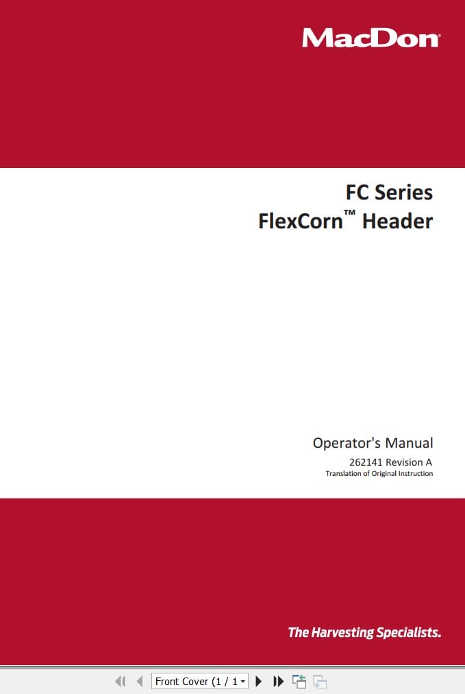 Macdon FlexCorn Header FC Series Operators Manual 262141 Revision A (1)