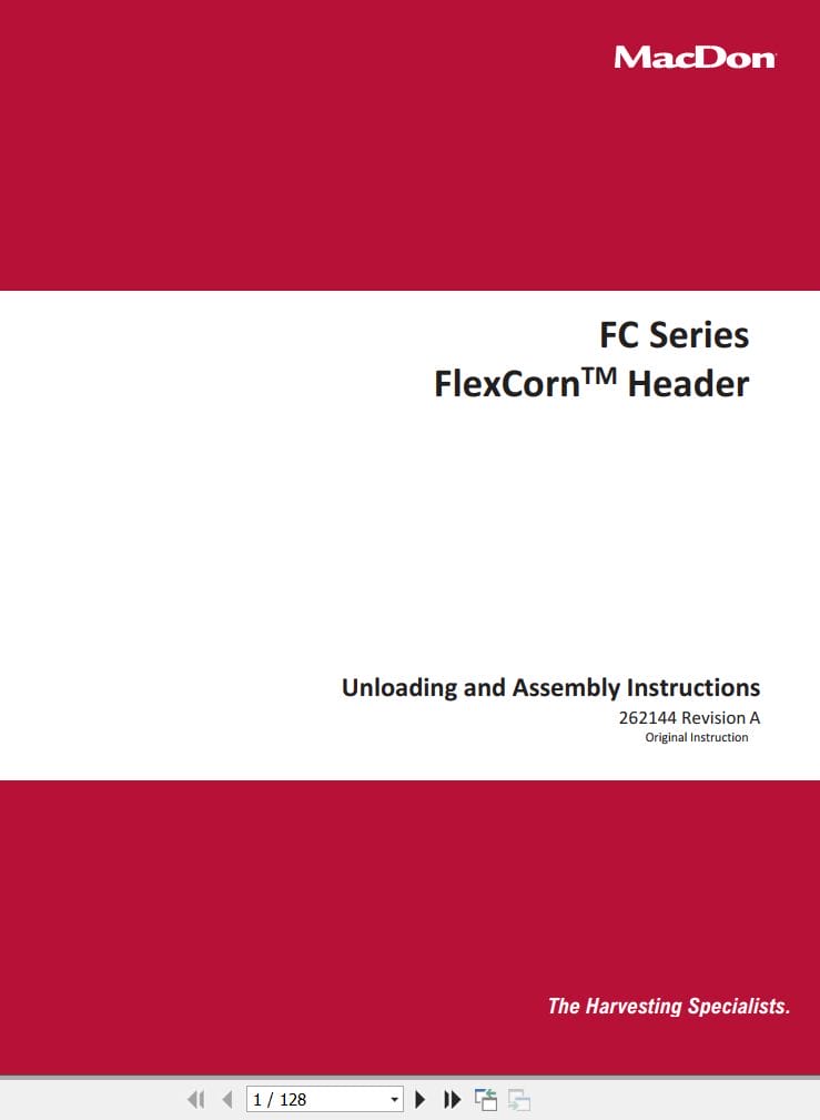 Macdon FlexCorn Header FC Series Unloading and Assembly Instructions 262144 Revision A (1)