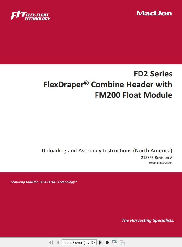 Macdon FlexDraper FD2 Series FM200 Unloading and Assembly Instructions (1)