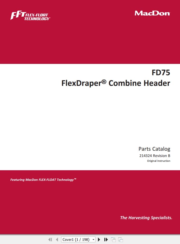Macdon FlexDraper Header FD75 Parts Catalog 214324 Revision B (1)