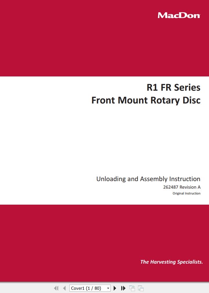 Macdon Front Mount Rotary Disc R1 FR Series Unloading and Assembly Instruction (1)
