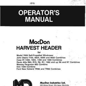 Macdon Harvest Header 7000 Self Propelled Windrower Operators Manual 12914 (1)
