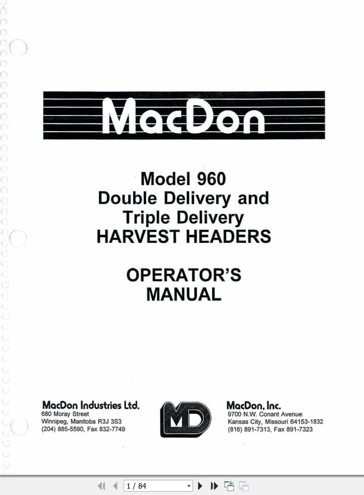 Macdon Harvest Header 960 Operators Manual (1)