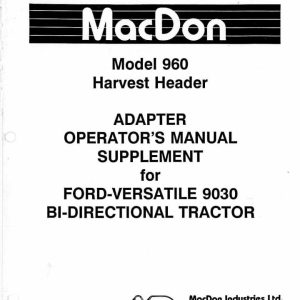 Macdon Harvest Header 960 Supplement Operators Manual 46057 (1)