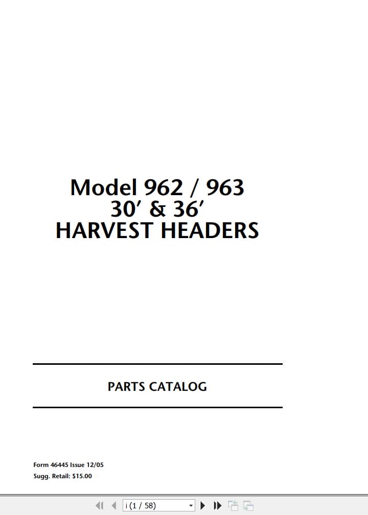Macdon Harvest Header 962 963 Parts Catalog 46445 (1)