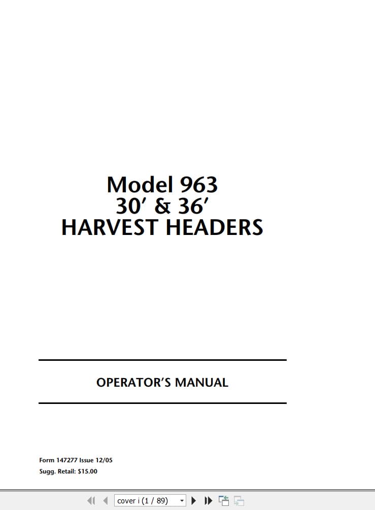 Macdon Harvest Header 963 Operators Manual (1)