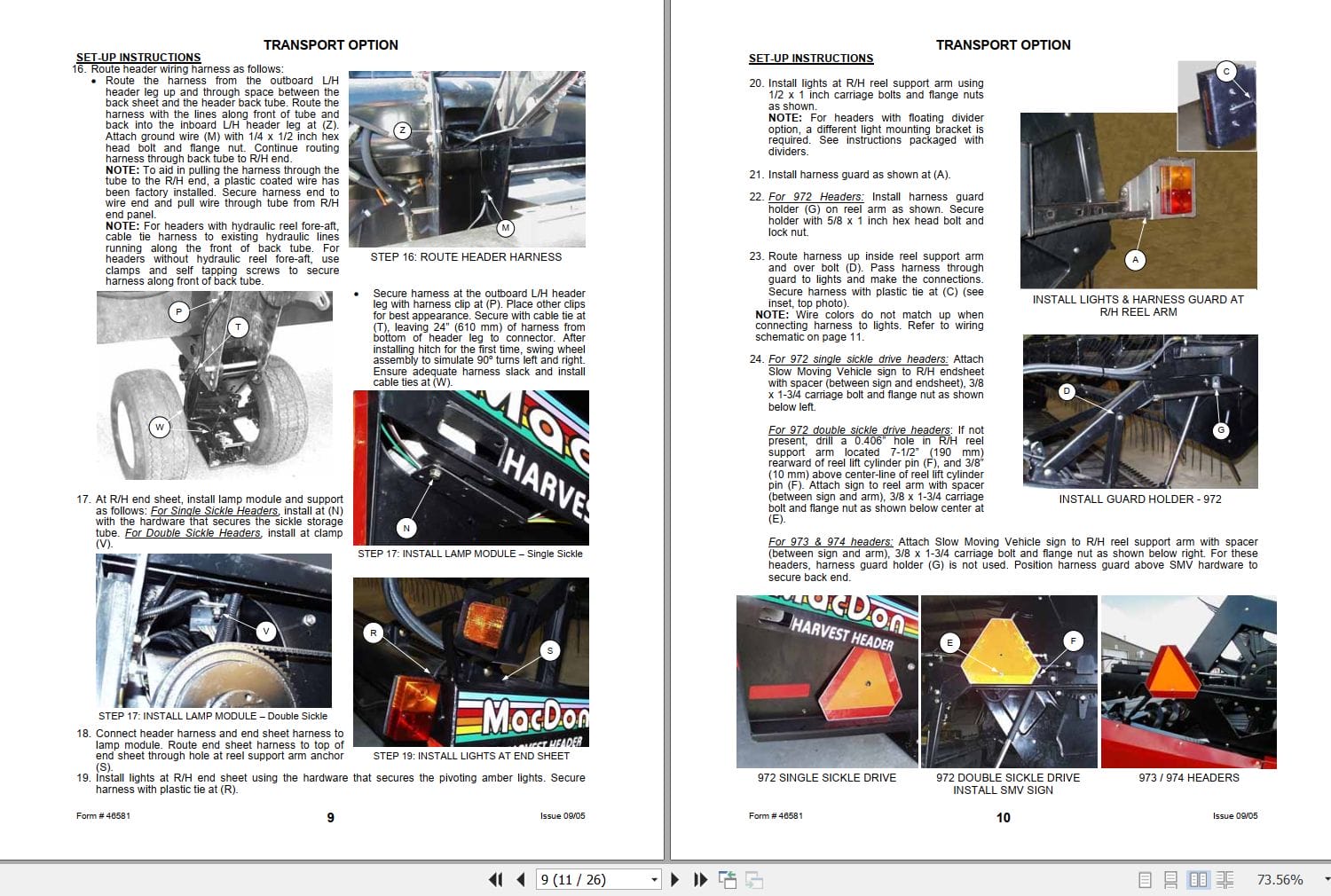 Macdon Harvest Header 972 973 974 Operators Manual 46581 (2)