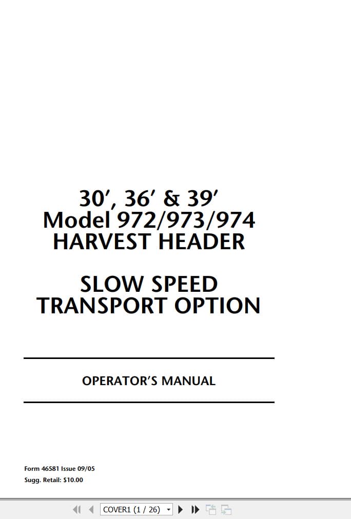 Macdon Harvest Header 972 973 974 Slow Speed Transport Option Operators Manual 46581 (1)