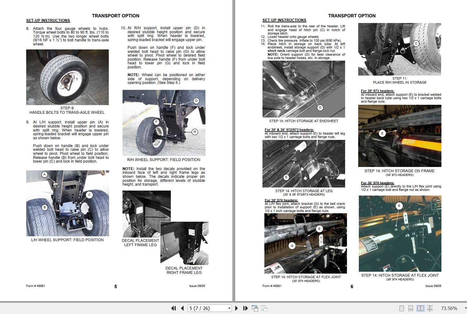 Macdon Harvest Header 972 973 974 Slow Speed Transport Option Operators Manual 46581 (2)