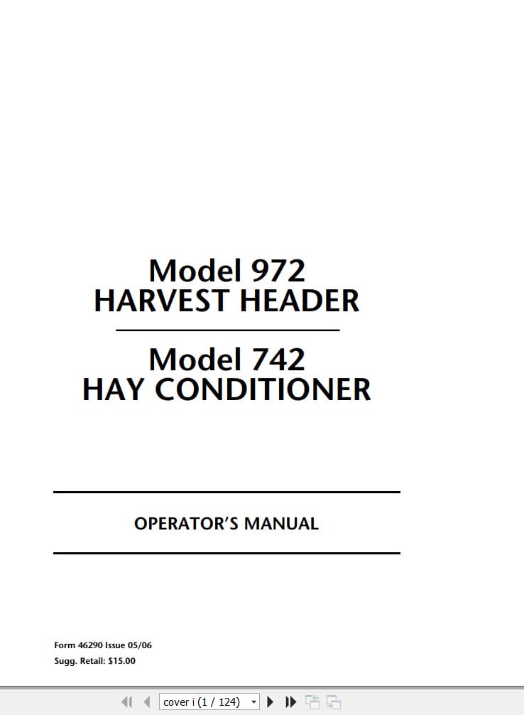 Macdon Harvest Header 972 Hay Conditioner 742 Operators Manual 46290 (1)
