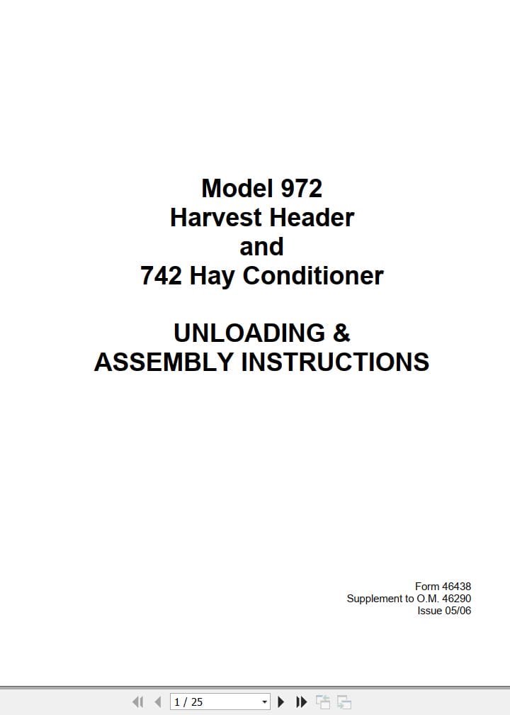 Macdon Harvest Header 972 Hay Conditioner 742 Unloading & Assembly Instructions 46438 (1)