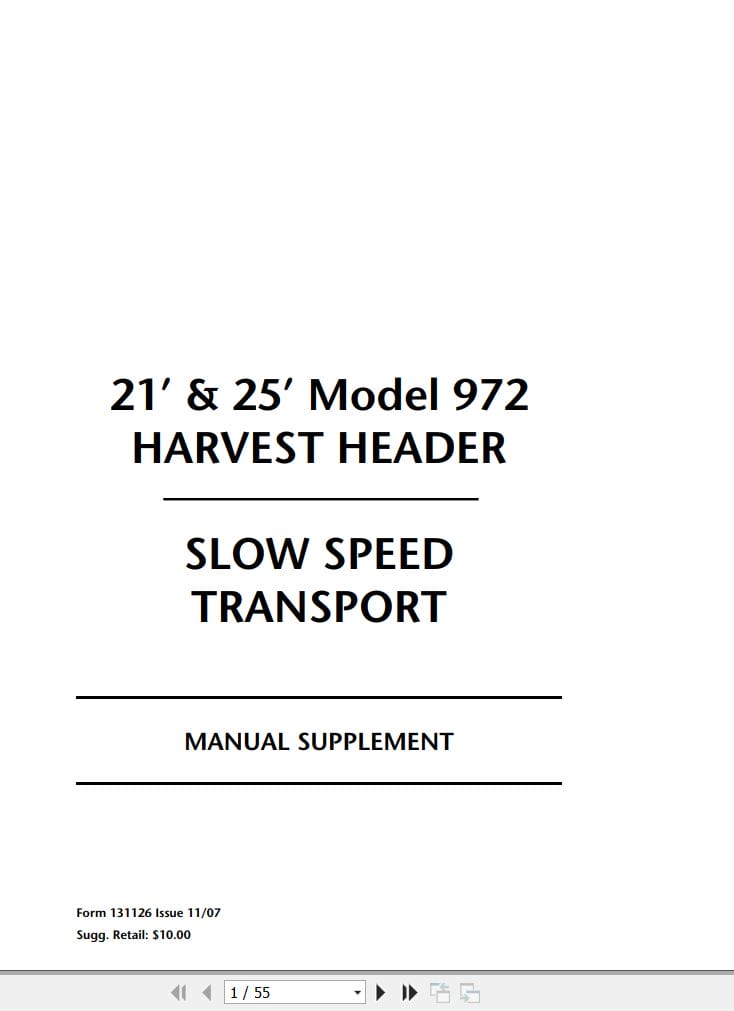 Macdon Harvest Header 972 Slow Speed Transport Supplement Operators Manual 131126 (1)