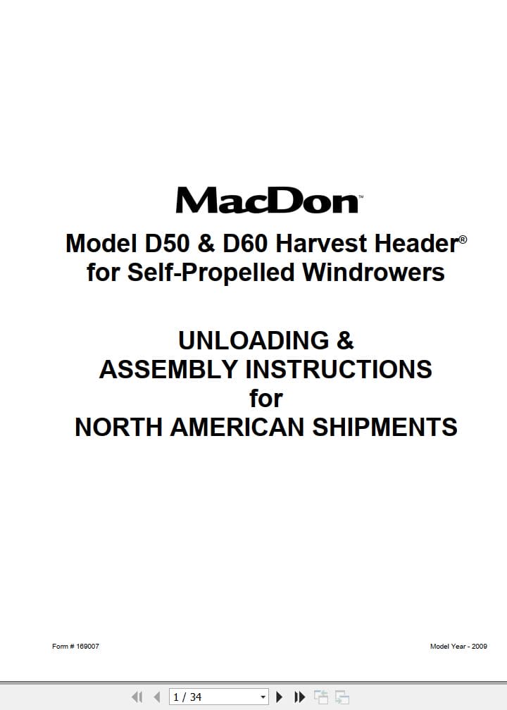 Macdon Harvest Header D50 D60 Unloading & Assembly Instructions (1)