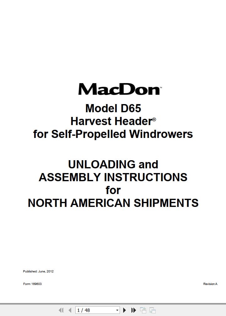 Macdon Harvest Header D65 Unloading & Assembly Instructions (1)