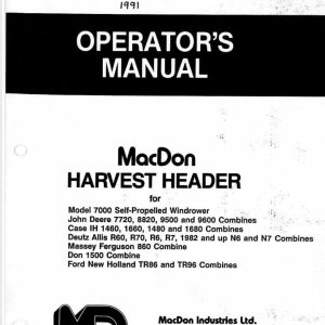 Macdon Harvest Header For 7000 Self Pro Windrower Operators Manual 12914 (1)