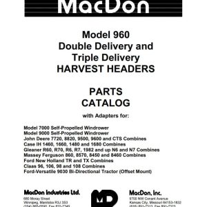 Macdon Harvest Headers 960 Parts Catalog 46018 (1)