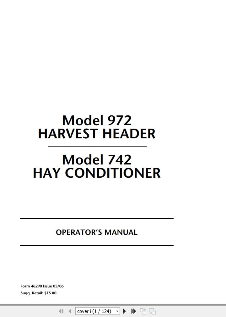 Macdon Hay Conditioner 742 Harvest Header 972 Operators Manual 46290 (1)