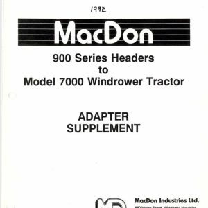 Macdon Header 900 Series Windrower Tractor 7000 Adapter Supplement 46047 (1)