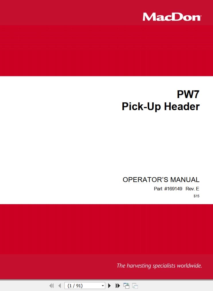 Macdon Pick Up Header PW7 Operators Manual 169149 Revision E (1)